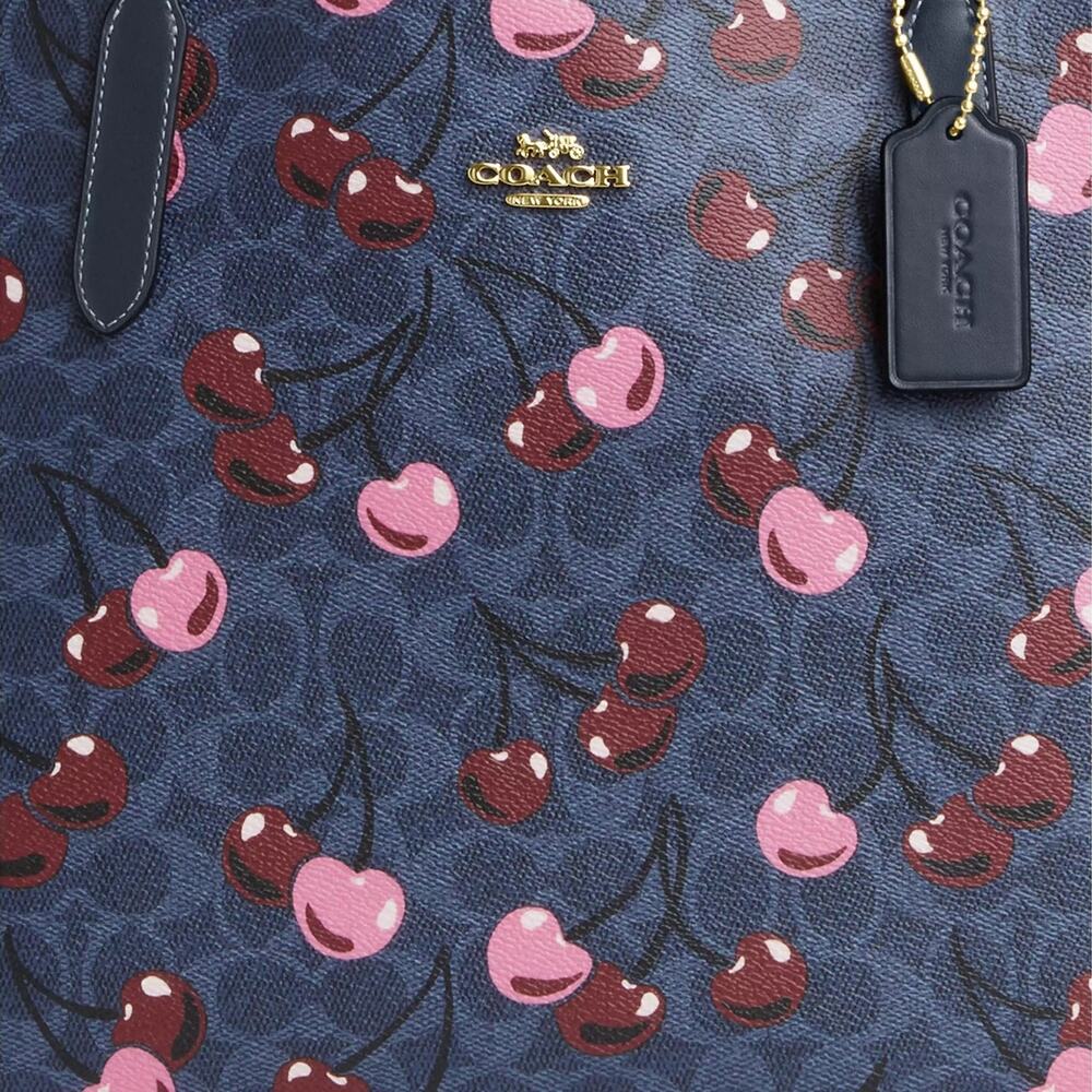 🍒 Coach City Tote Bag In Signature Canvas With Cherry Print - Picture 4 of 8